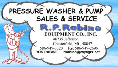 Rabine Equipment, pressure washer, steam cleaner, pump, power wash, whitco, farley, epps, jenny, landa, hotsy, cat, genaeral, hypro, teel, AMT, comet, annovi,